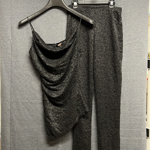 NWT -Mars The Label The Lace Asymmetric Trouser Set in Black - Size Small (8 UK) - Picture 5 of 15